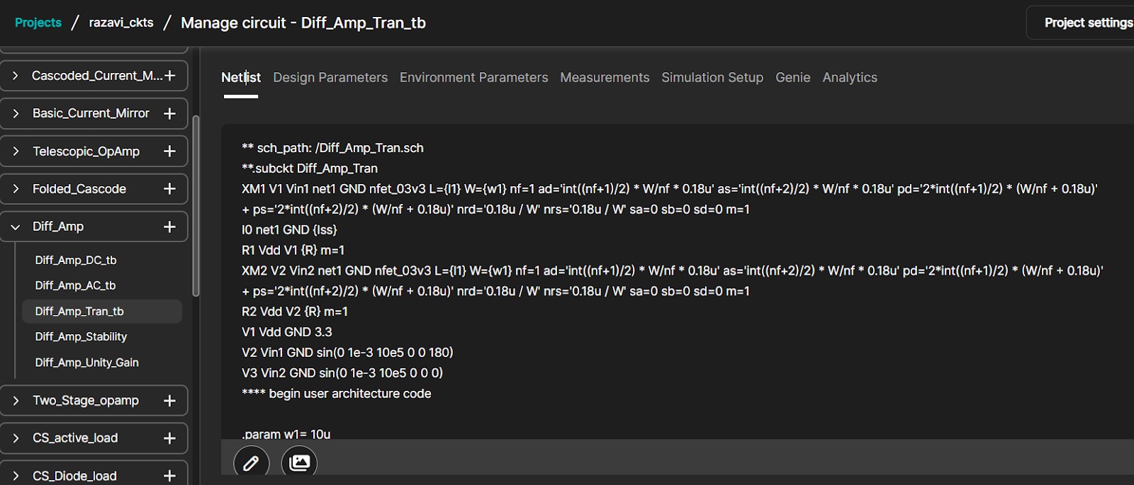 Transient Netlist Edit