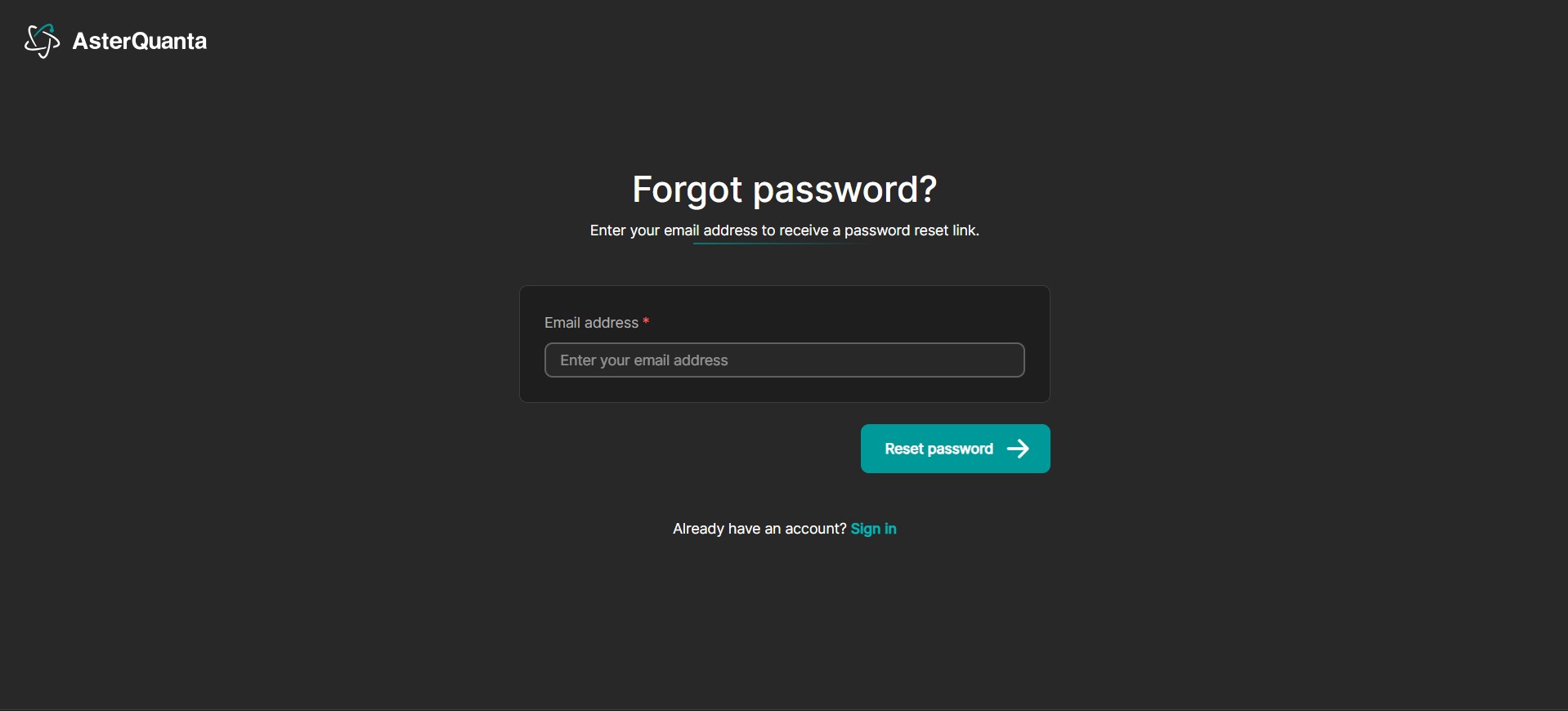 Forgot Password Screenshot