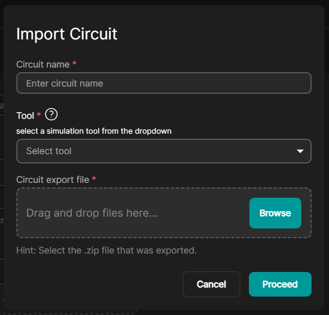 Import Circuit Dialog