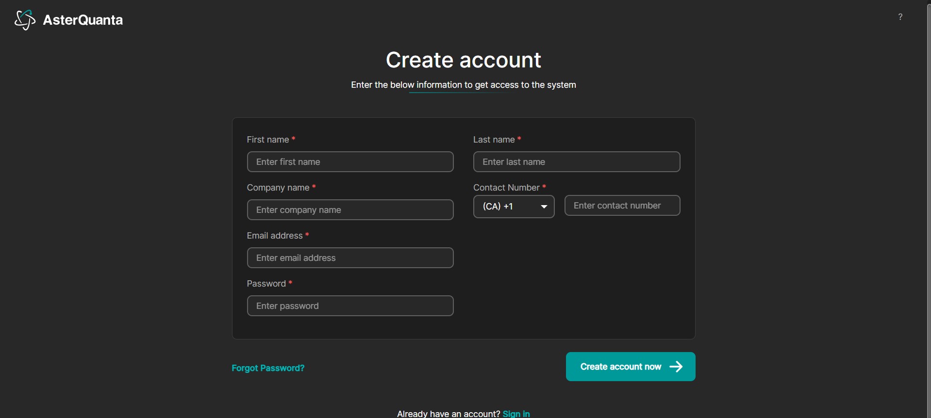Registration Screenshot