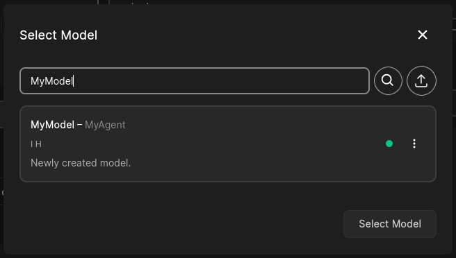 Your model in the selection dialogue